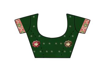Green embroidered faux georgette saree with blouse 3