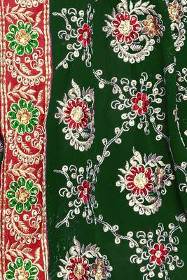 Green embroidered faux georgette saree with blouse 4