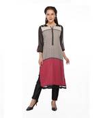 White printed cotton stitched long-kurtis