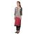 White printed cotton stitched long-kurtis