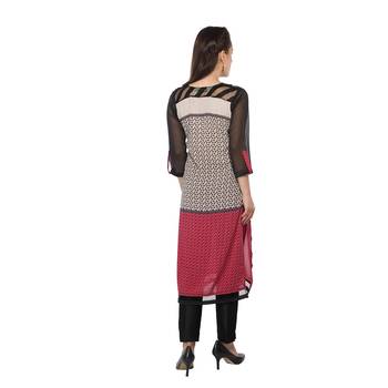 White printed cotton stitched long-kurtis 3