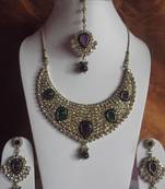 bridal collection kundan necklace with maang tika and long earrings
