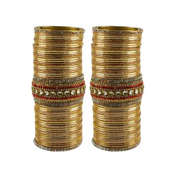 Golden Stone Stud Brass Bangle Set 1