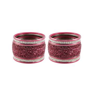 Pink Stone Stud Brass Bangle Set 1
