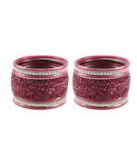 Pink Stone Stud Brass Bangle Set