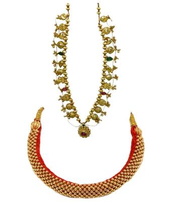 kolhapuri Combo Traditinal golden copper Saaj And Valsari thushi necklace 1