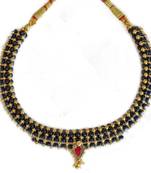 Kolhapuri Gold Plated and Black Traditional Copper Thushi Necklace