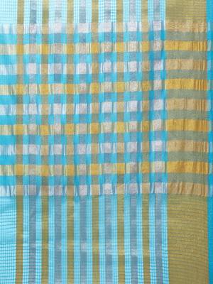 Blue embroidered silk cotton saree with blouse 3