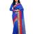 Blue printed silk cotton saree with blouse