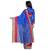 Blue printed silk cotton saree with blouse