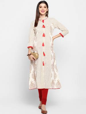 White printed cotton party-wear-kurtis 1