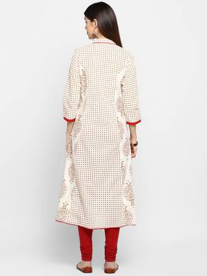 White printed cotton party-wear-kurtis 2