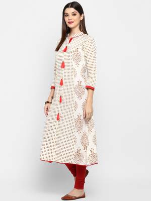 White printed cotton party-wear-kurtis 3