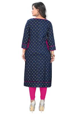 Navy blue printed cotton party-wear-kurtis 2
