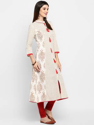 White printed cotton party-wear-kurtis 4