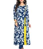 Blue printed rayon party wear kurtis