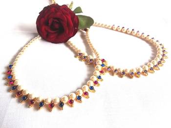 Multi Beads and purple pearl necklace set 1