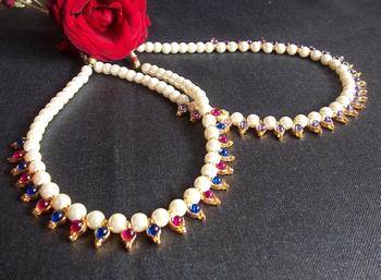 Multi Beads and purple pearl necklace set 2