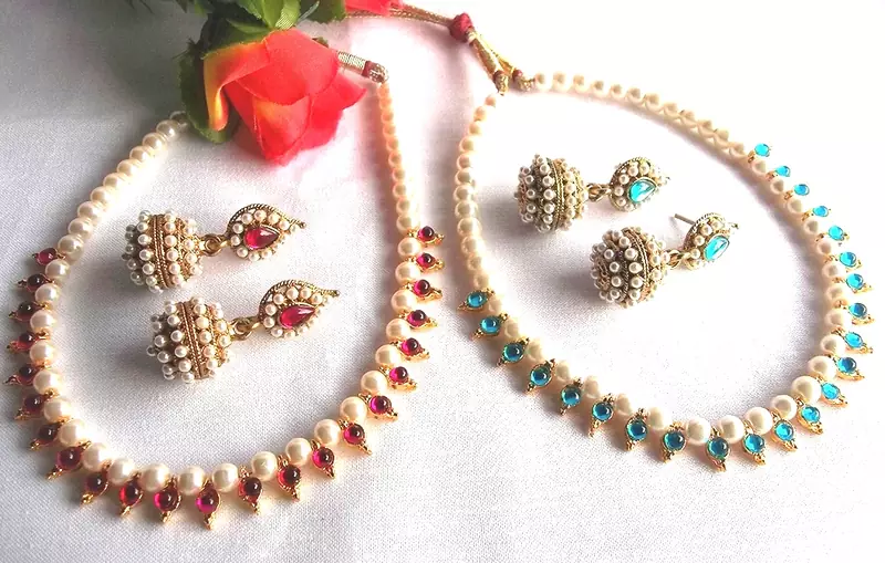 Buy 2 pearl Gota Necklace Set
