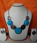 turquoise silver necklace set