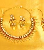 Kundan Meenakari Matt Finish Gold Look Necklace Set