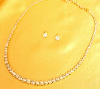 Diamond Look Single Line Diamond Look Signity Necklace Set 1