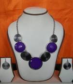 oxidised silver and purple necklace set with matching earrings