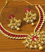 Ruby Kempu Stone Kundan Diamond Look Necklace Set