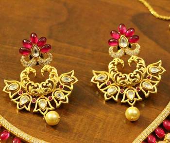 Ruby Kempu Stone Kundan Diamond Look Necklace Set 3