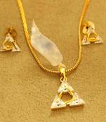 Traingle Shaped Trinity Pendant Set With Chain