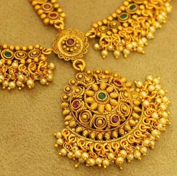 Gold Plated Multicolour Polki & Pearl Bridal Maang Tikka 2