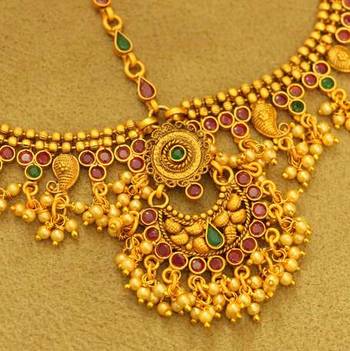 Multicolour Gold Matt Finish Polki Bridal Maang Tikka 2