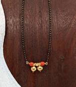 Black beads SHORT 16' mangalsutra with double vati one gram gold