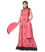 Pink hand embroidery tapeta salwar