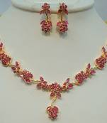 Lily Necklace Set With Earings (Ruby)