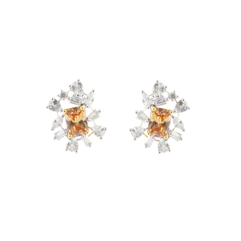 Yellow Stone Stud Earrings For Casual Wear REJEWEL 2329053