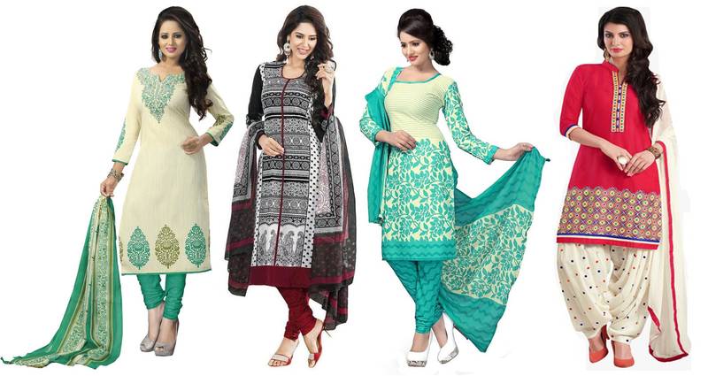 Multicolor printed crepe salwar suit (Combo Pack of 4)