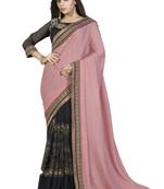 Black embroidered georgette saree with blouse