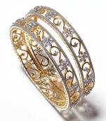 M Creation  Beautiful CZ Studded Gold Plated Bangles Set for Women