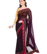 Maroon embroidered Khushi Brasso saree with blouse