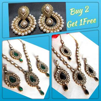 Buy 2 Get 1 Free Kundan Necklace Set 1