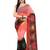 Orange printed georgette saree with blouse