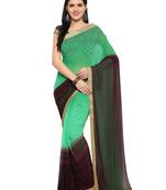 Green printed georgette saree with blouse