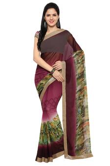 Multicolor printed georgette saree with blouse
