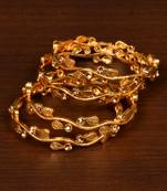 Gold Plated Zircon Stone Embellished Bangle Set for Women