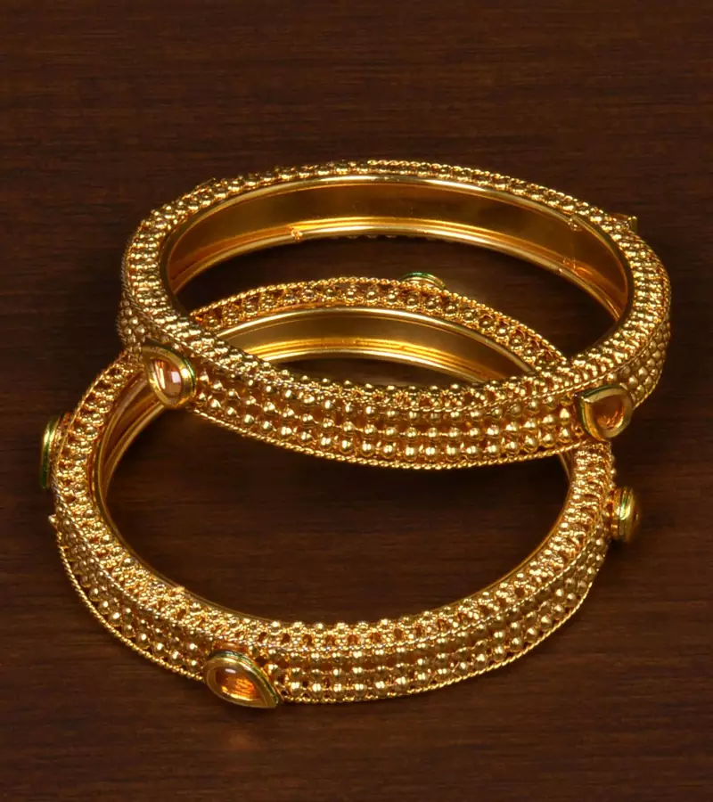 Gold Plated Kundan Embellished Bangle Set for Women