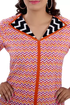 Orange Jaipuri Printed Cotton Casual Wear Kurti