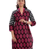 Black Jaipuri Printed Cotton Casual Wear Kurti