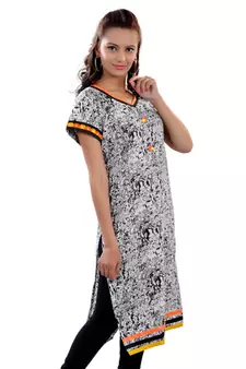 Multicolor Jaipuri Printed Cotton Casual Wear Kurti