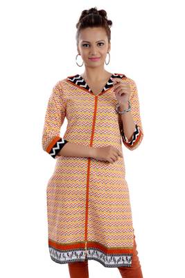 Multicolor Jaipuri Printed Cotton Casual Wear Kurti 1